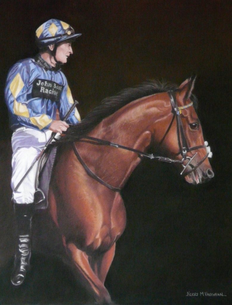 racehorse and rider portrait